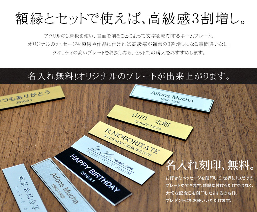 ≪名入れ彫刻≫額縁とセットで使用するとインパクト大！額縁用プレート 高さ10ミリ ≪メール便対応≫【plate-10】
