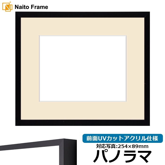 写真用額縁 NS004/ブラック（09-MT117） パノラマ（254×89mm） 前面UV