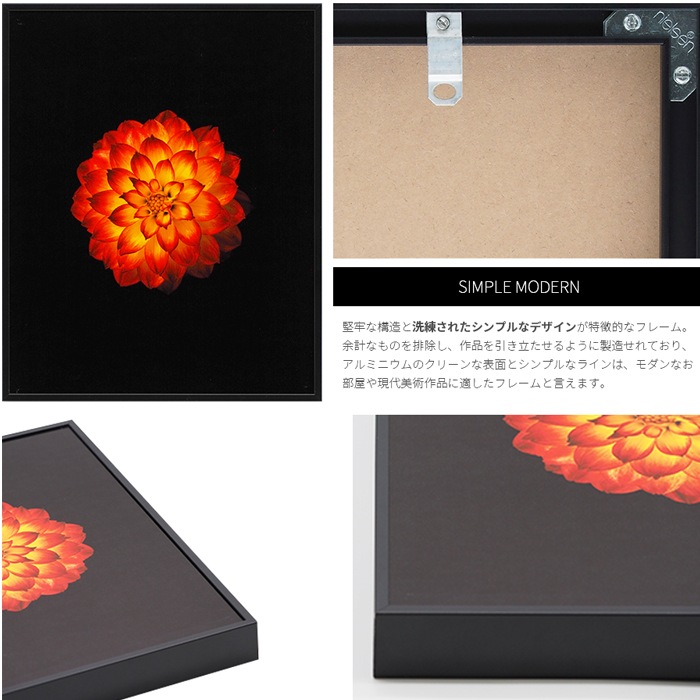 デッサン額縁 NS001/ブラック（07-BL33） 小全紙（660×509mm） 前面UVカットアクリル仕様 ラーソン・ジュール