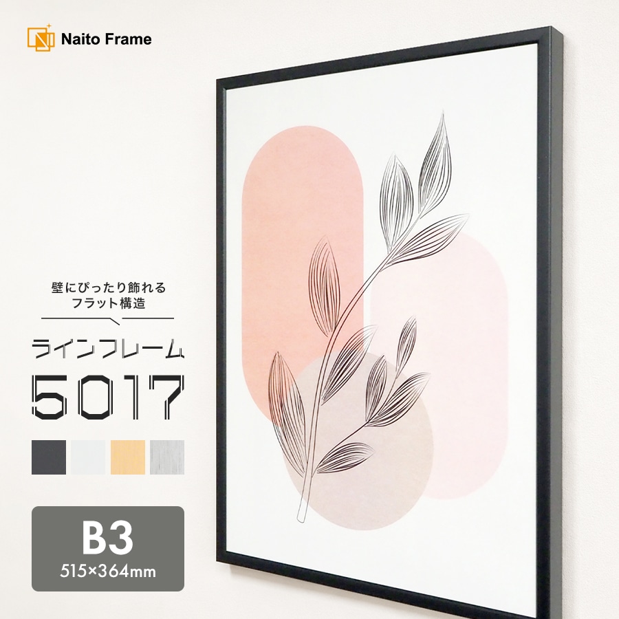ラインフレーム 5017 B3(515×364mm) ブラック/ホワイト/ゴールド/シルバー 前面UVカットアクリル仕様 大額