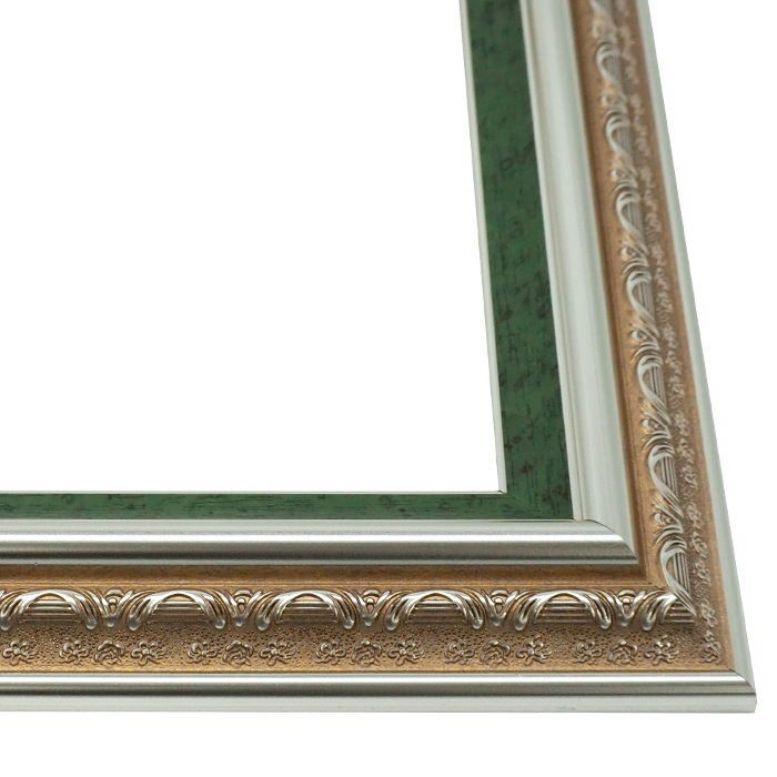 油絵額縁 9586/シルバーグリーン S4号（333×333mm） 前面UVカットアクリル仕様 [dras_30]