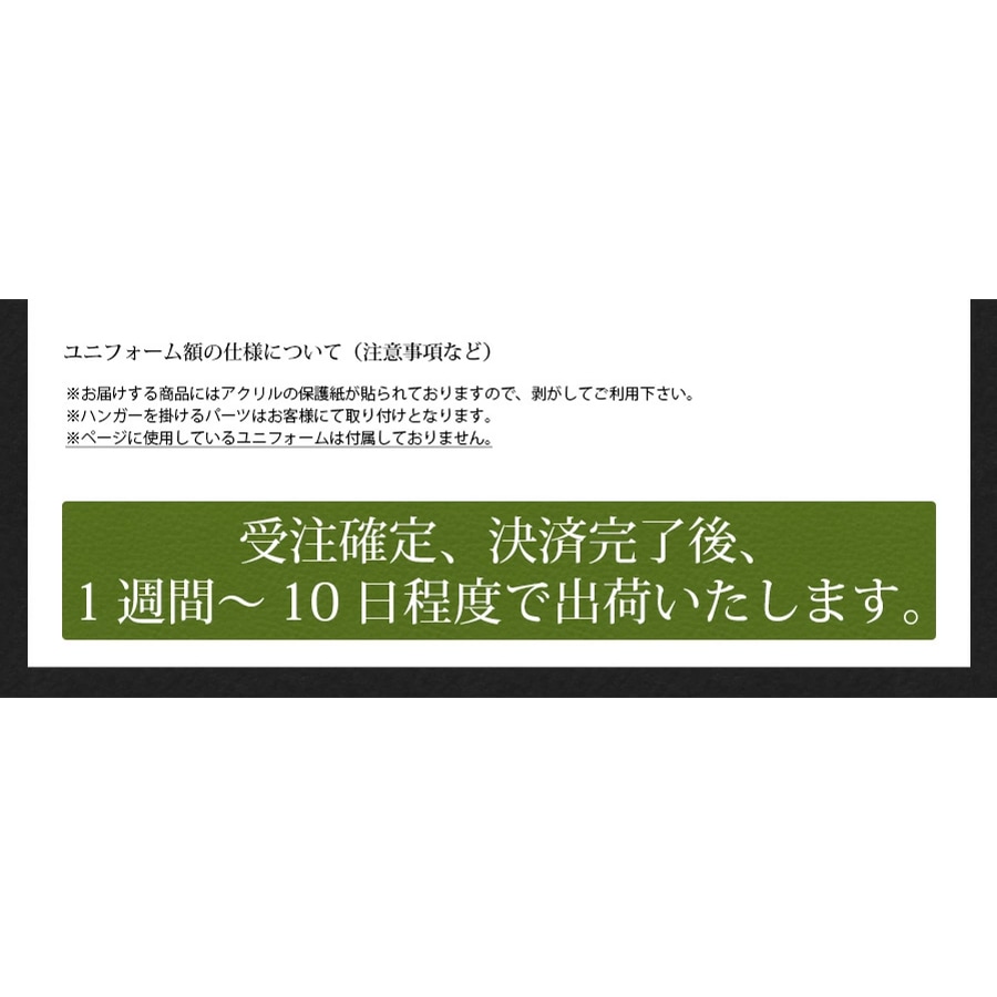 人工芝ユニフォーム額縁 Mサイズ（収容寸法：タテ900×ヨコ740×奥行30mm） UVカットアクリル仕様 ハンガー付き アルナ ※大型商品につき注文後のキャンセル・返品交換不可 [送料別商品]