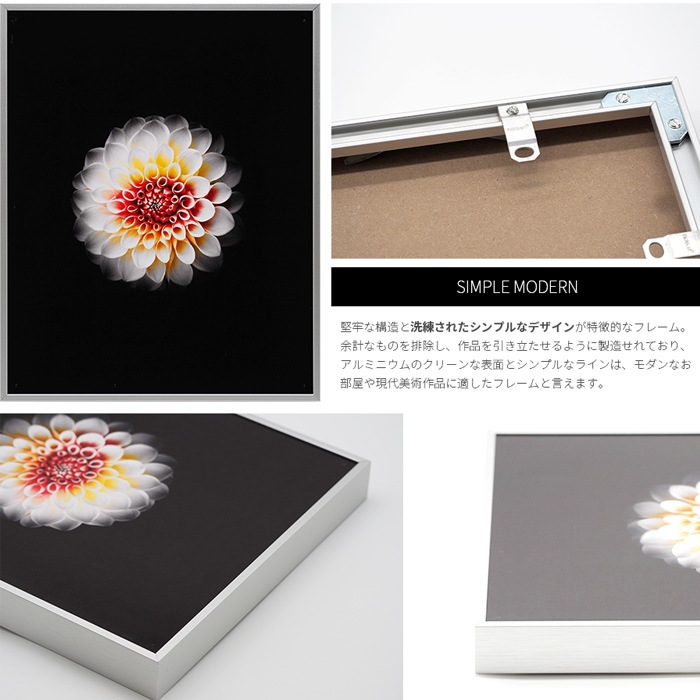 デッサン額縁 NS002/シルバー（07-FS33） 四つ切（424×348mm） 前面UVカットアクリル仕様 ラーソン・ジュール