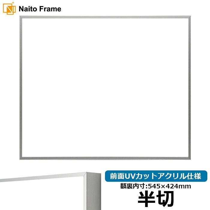 デッサン額縁 NS002/シルバー（07-FS33） 半切（545×424mm） 前面UVカットアクリル仕様 ラーソン・ジュール