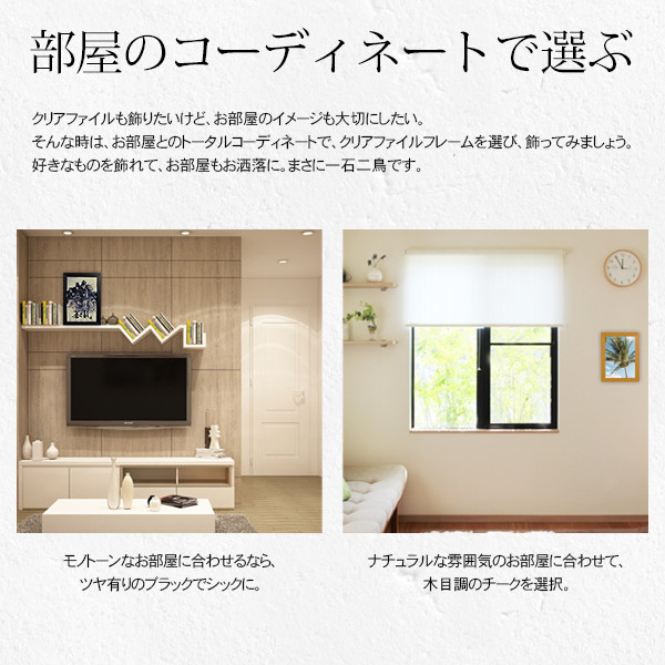 クリアファイルフレーム A4サイズ用 (220x310mmのクリアファイル専用) 前面UVカットアクリル仕様