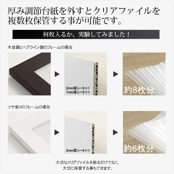 クリアファイルフレーム A4サイズ用 (220x310mmのクリアファイル専用) 前面UVカットアクリル仕様