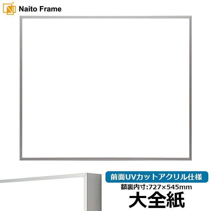 デッサン額縁 NS002/シルバー（07-FS33） 大全紙（727×545mm） 前面UVカットアクリル仕様 ラーソン・ジュール