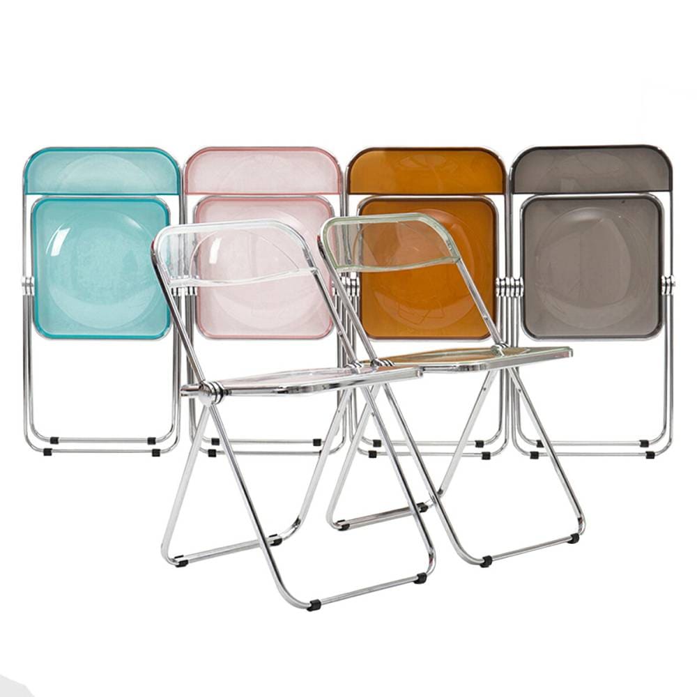 VeroMan クリアパイプ椅子 フォールディングチェア 折りたたみ椅子 チェアー オフィス クリア 透明 オシャレ カフェ 韓国インテリア [幅47×奥行45×高さ74cm ]