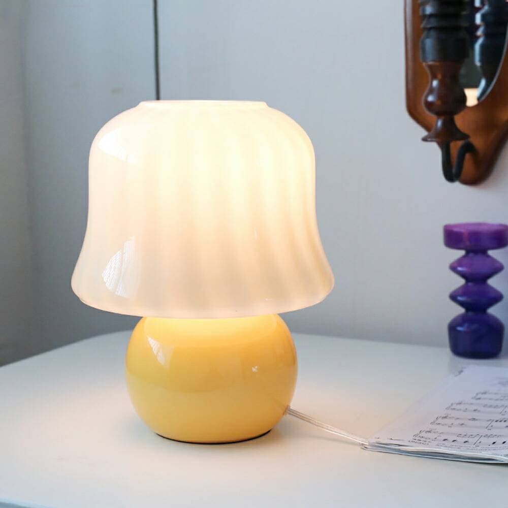 VeroMan テーブルランプ マッシュルーム ガラス キノコ 卓上ライト ナイトランプ ベッドサイド ソファサイド ライト間接照明 韓国インテリア レトロ 高さ29cm