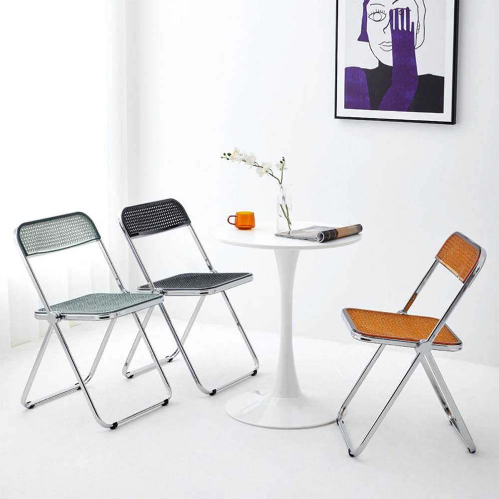 VeroMan 折りたたみチェア メッシュ スチールパイプ 編み状 椅子 フォールディングチェア デザイナーズチェア スタッキングチェア 曲線 デザイン 韓国インテリア