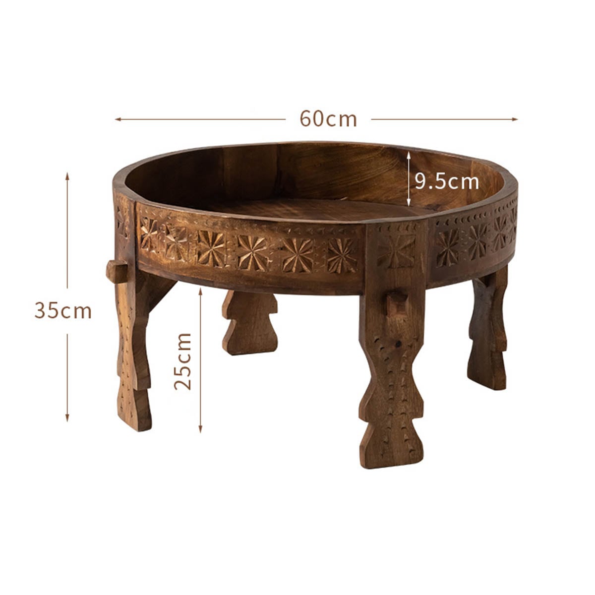 VeroMan ローテーブル 木彫刻 リビングテーブル サイドテーブル 展示台