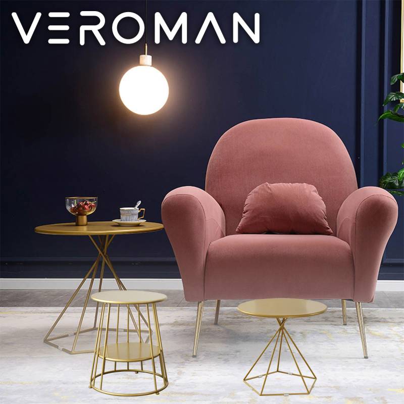 VeroMan そっと置けば華やぐ サイドテーブル ゴールド 円形 飲み物を