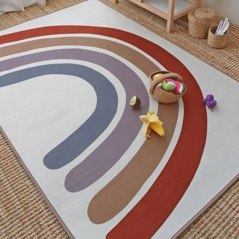 120cm×160cm] VeroMan 虹柄 レインボー キッズラグ カーペット 滑り