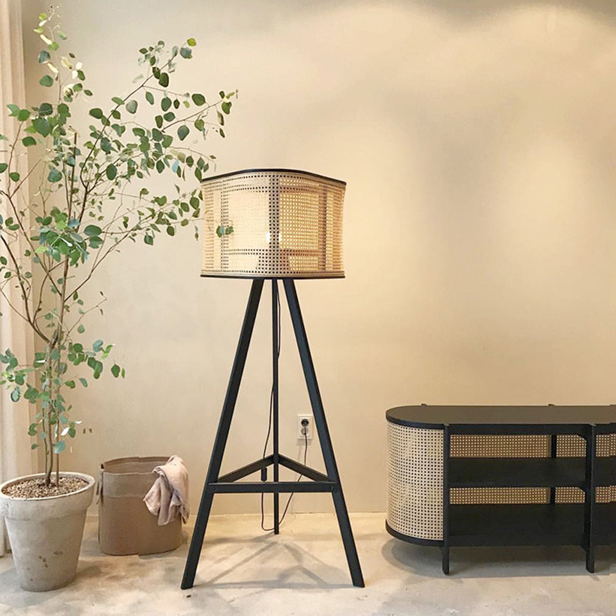 VeroMan フロアライト ランプ ラタン編み ライト 間接照明 ベッド