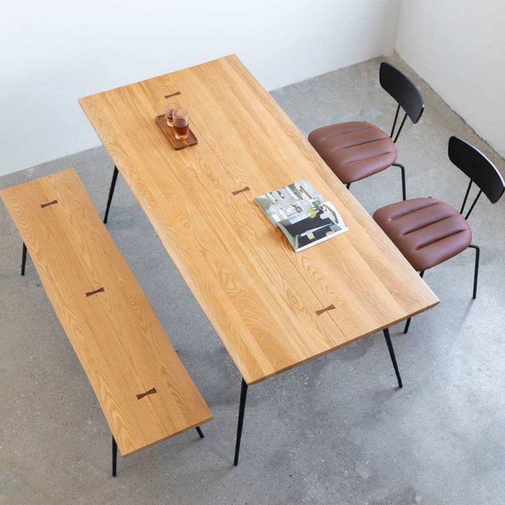 無垢 / TABLE THE 杉の無垢材 幅140cm カウンター テーブル 机 杉 KANADEMONO – 250cm - W181 × Steel Black × 事務机・学習机