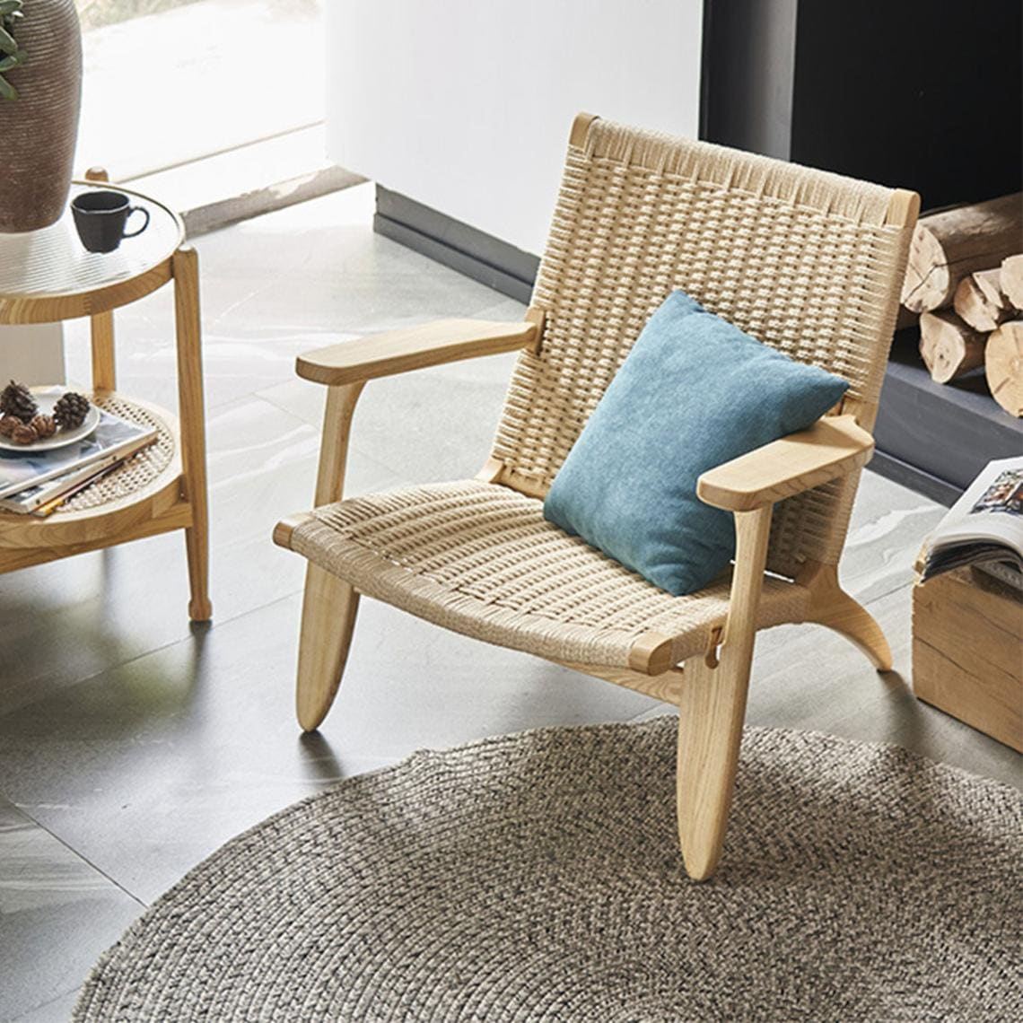 ラタン ローチェア カゴメ編み 韓国インテリア モダン 座椅子 nYZ