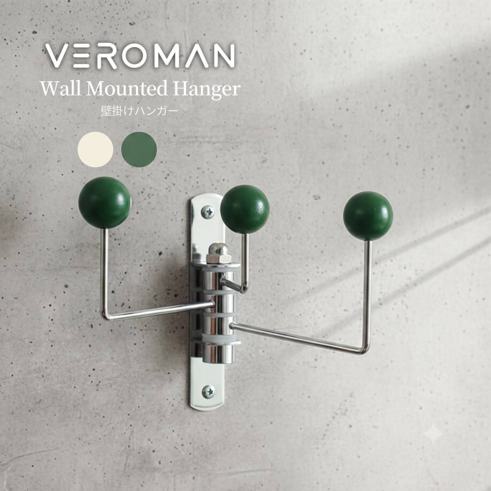 VeroMan 3段 壁掛けハンガー 壁掛けフック フック コートラック ラック ドアフック 韓国インテリア レトロ ビンテージ風