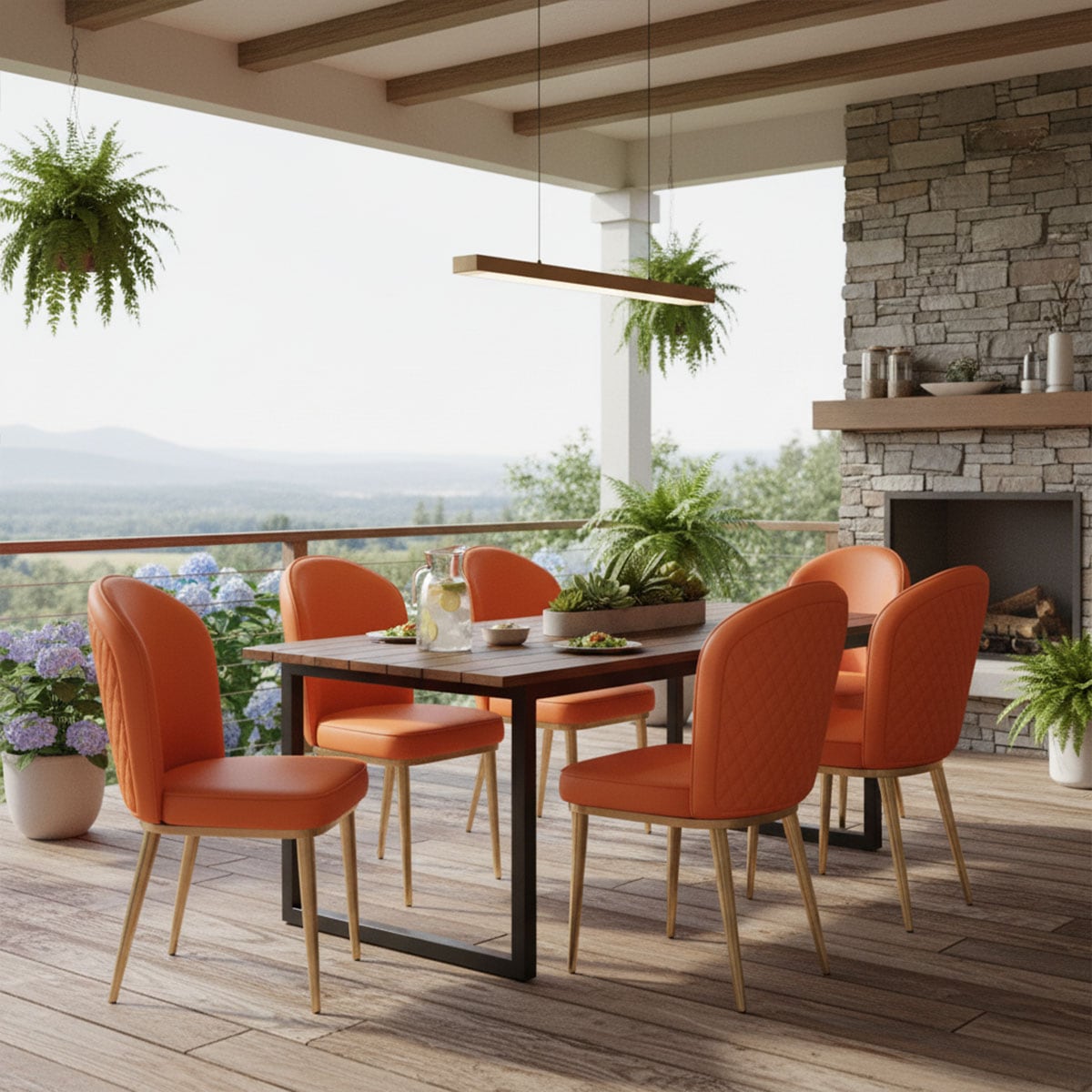 VeroMan ラウンドチェア 高級ナッパレザー 無垢材フレーム ダイニング