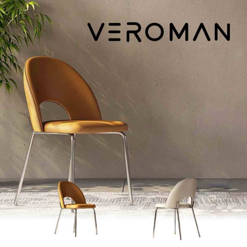 ファセム イタリア 本革 レザー ダイニングチェア ヴィンテージ モダン 3 VeroMan チェア ダイニングチェア レザー カフェチェア スチール