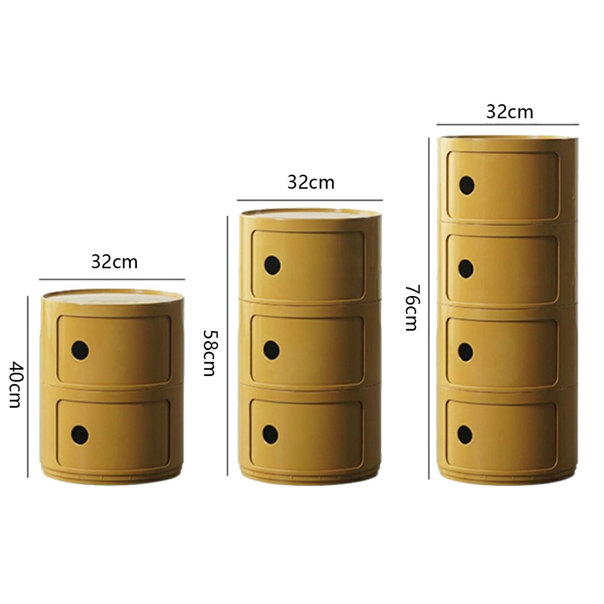 円柱収納ケース　3段 収納 ボックス 円柱 3段 スライド式扉 おしゃれ かわいい インテリア