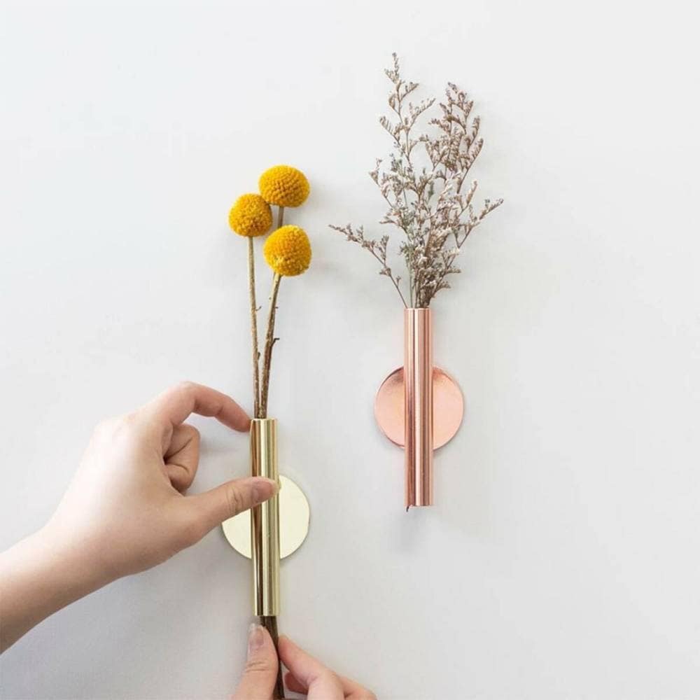 VeroMan 2本セット 壁掛け花瓶 ガラス 一輪挿し 花瓶 シンプル フラワーアレンジ ドライフラワー メタリック シンプル オシャレ デコレーション 韓国インテリア