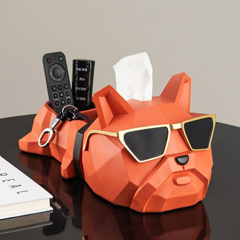 VeroMan ティッシュケース 犬 フレンチブルドック 小物置き 鍵置き