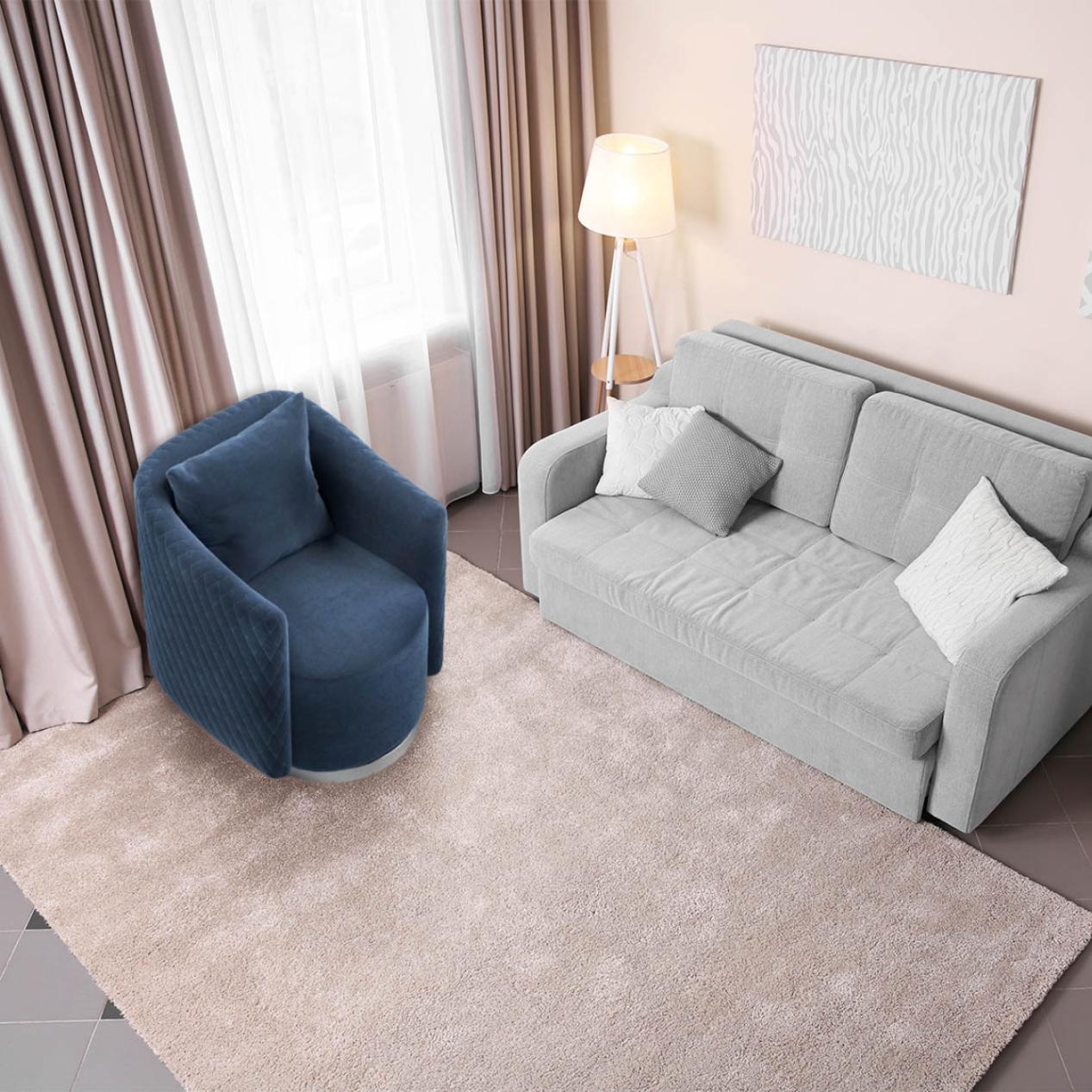 VeroMan一人掛けソファソファカウチブルーネイビーブルーモダンレトロシンプル韓国インテリア