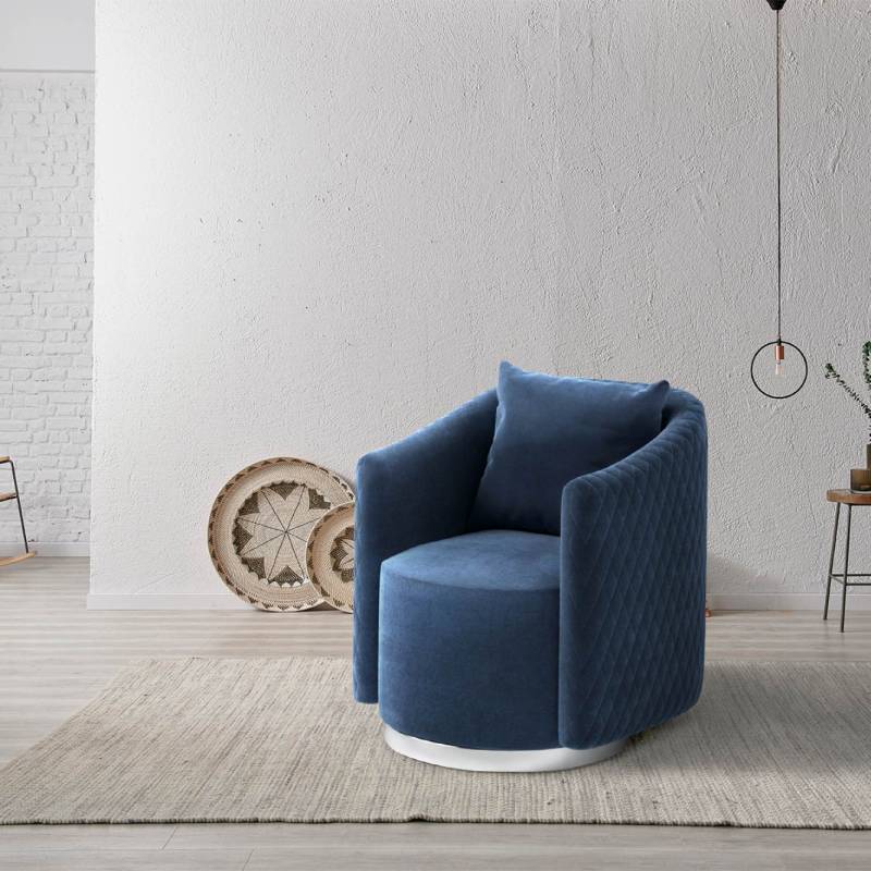 モダンなダークブルー1人掛けソファ VeroMan 一人掛けソファ ソファ カウチ ブルー ネイビーブルー モダン