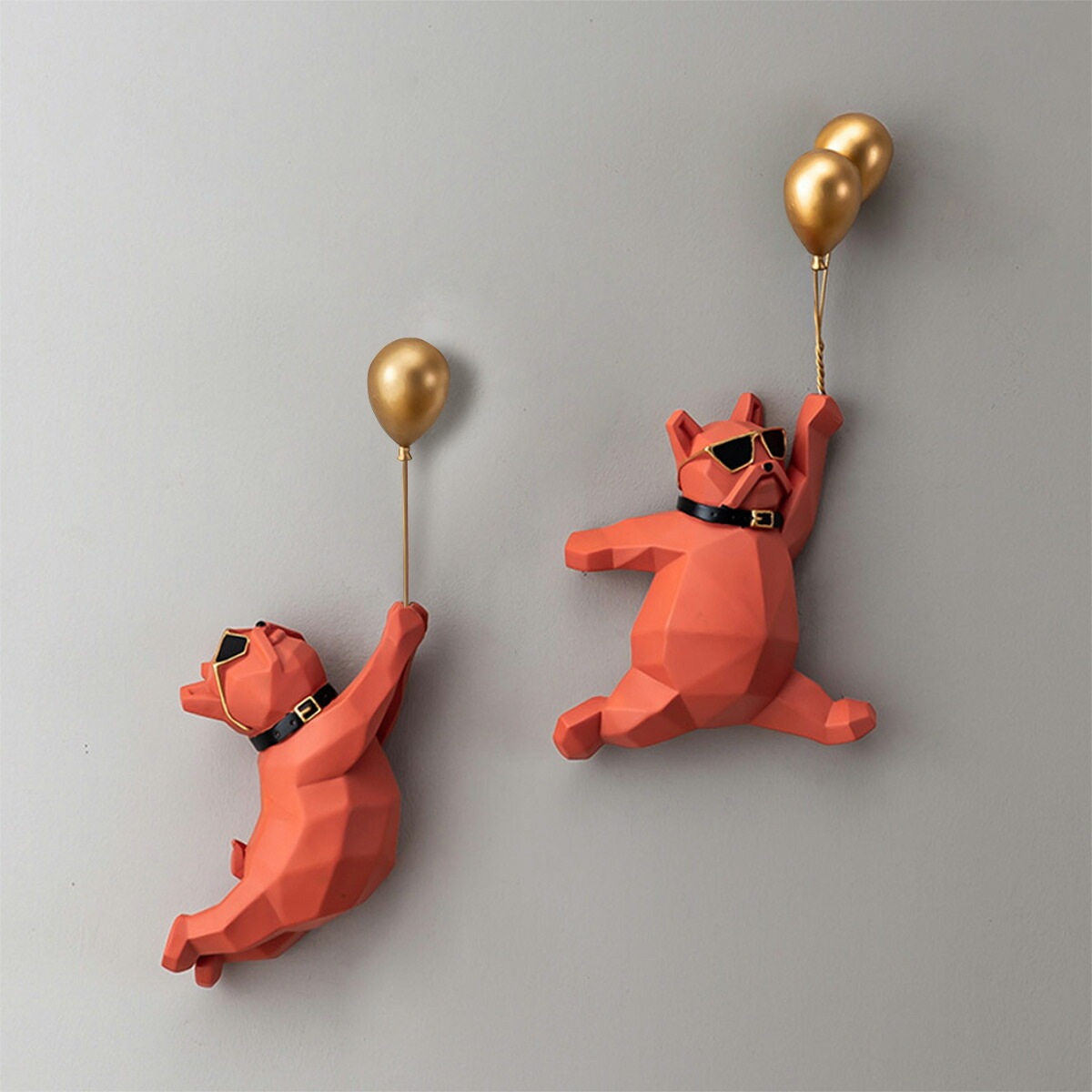 VeroMan壁飾り2点セットブルドックセット小物パグ犬アニマル動物ハート風船キュート韓国インテリア