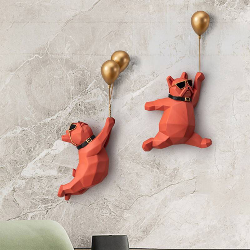 VeroMan 壁飾り 2点セット ブルドック セット 小物 パグ 犬 アニマル 動物 ハート 風船 キュート 韓国インテリア 