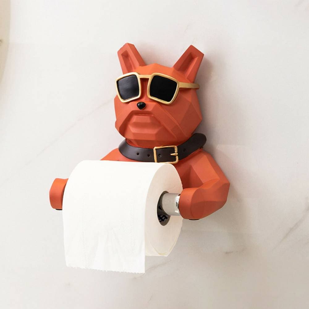 VeroMan ブルドッグ トイレットペーパー ホルダー トイレ タオル掛け ペーパーホルダー アニマル 動物 犬 ドッグ パグ  オブジェ 雑貨 韓国インテリア