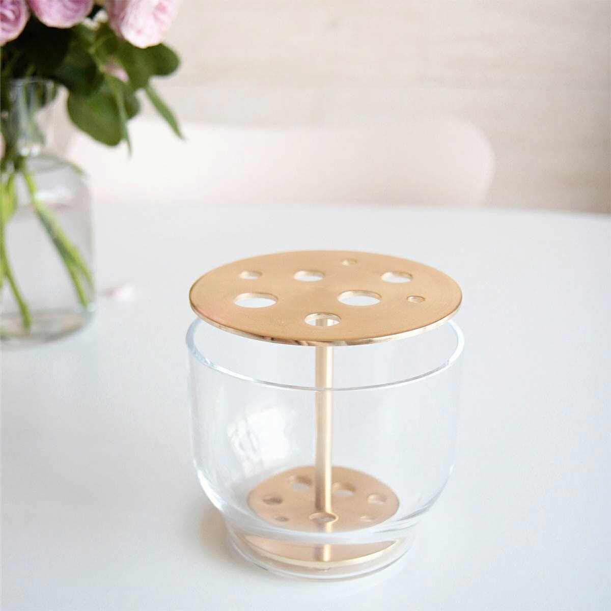 VeroMan花瓶ガラスゴールド生花イケバナベースフラワーベースフラワースタンド一輪挿し仕切り窓際インテリア雑貨置物韓国インテリア