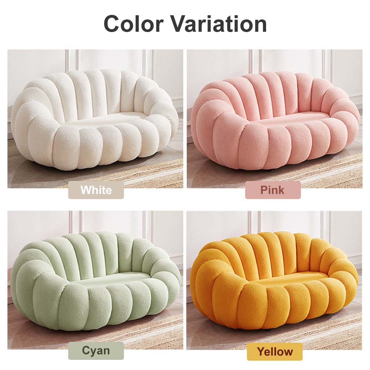 [3人掛け]ソファソファカウチもこもこ羊2人用柔らかいキュートシンプルモダンレトロ韓国インテリア