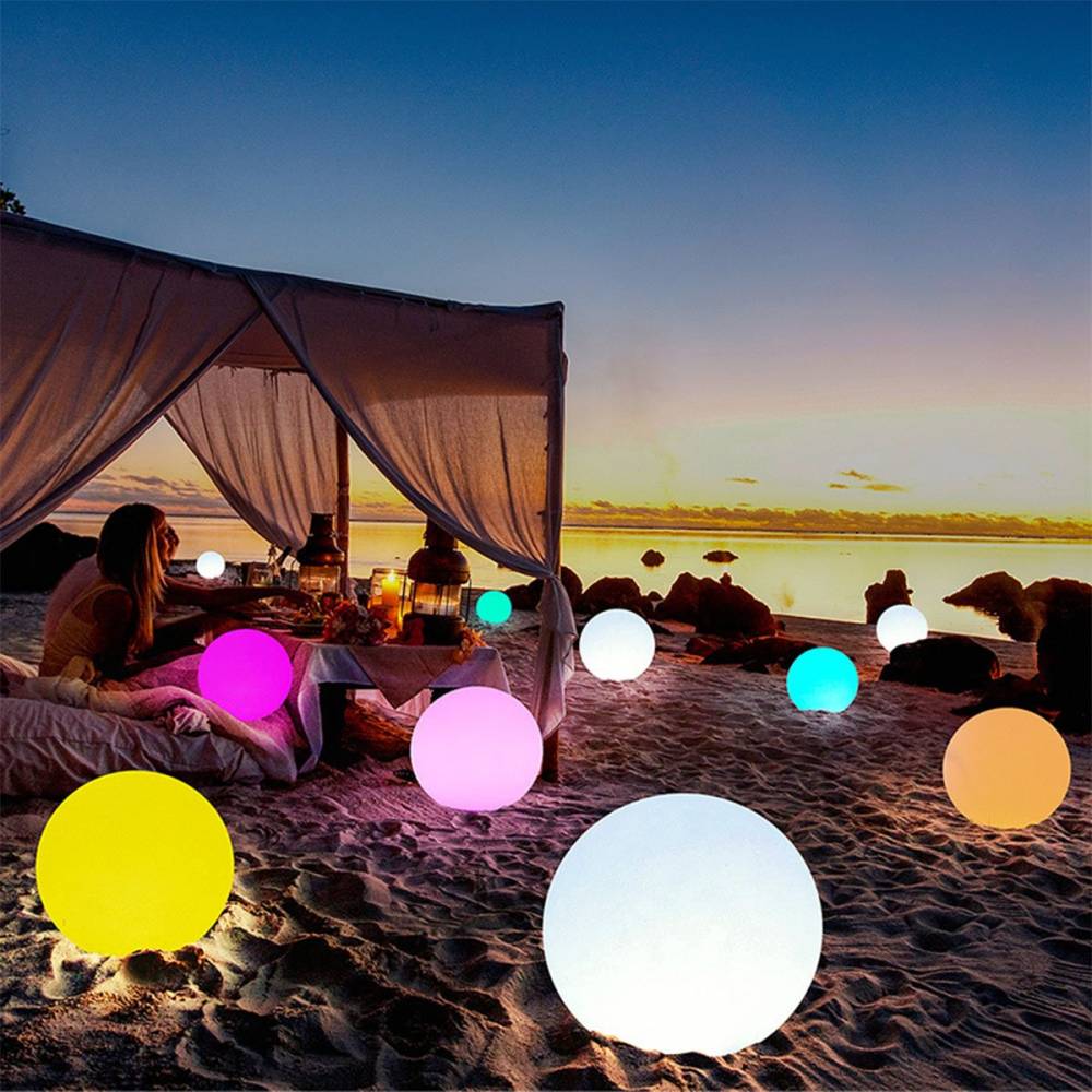 [40cm] VeroMan LED ボールライト プールライト IP64 防水 防塵 充電式 屋外 装飾 照明 リモコン付き 玉 球 丸い カラフル リゾート 庭 ガーデン 韓国インテリア