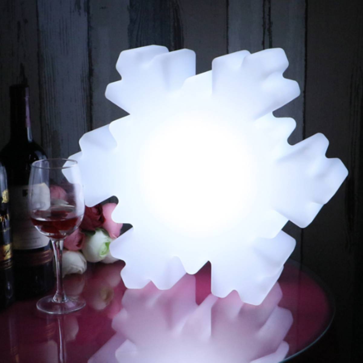 VeroManLEDライトライト雪の結晶スノーフレークスノークリスタル卓上ライトオブジェキュートシンプルカラフル韓国インテリア