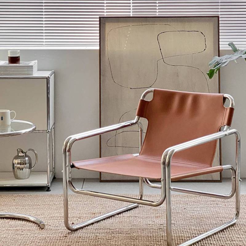 VeroMan スチールパイプとレザーが融合した パイプチェア ラウンジ