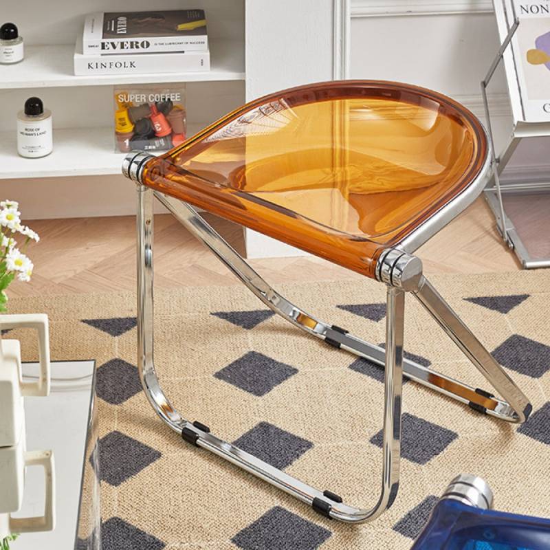 折りたたみ式 1人掛けチェアスツール 韓国インテリア 北欧インテリア VeroMan クリアパイプ スツール 折りたたみ チェア 椅子 クリア
