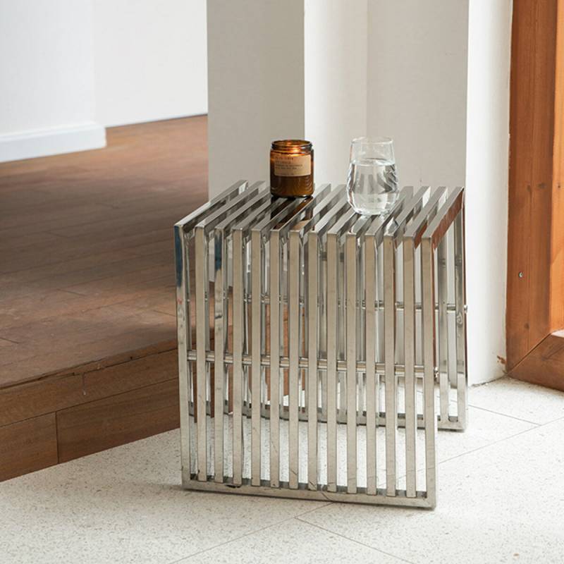 小] VeroMan ステンレス メタル サイドテーブル スツール ベンチ