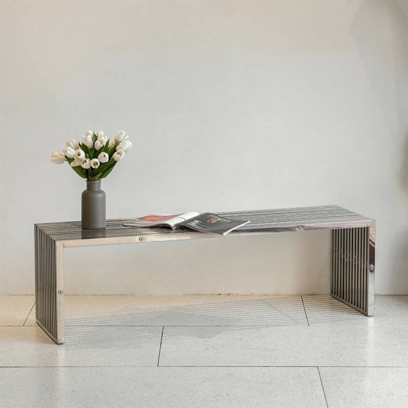 大] VeroMan ステンレス メタル サイドテーブル スツール ベンチ