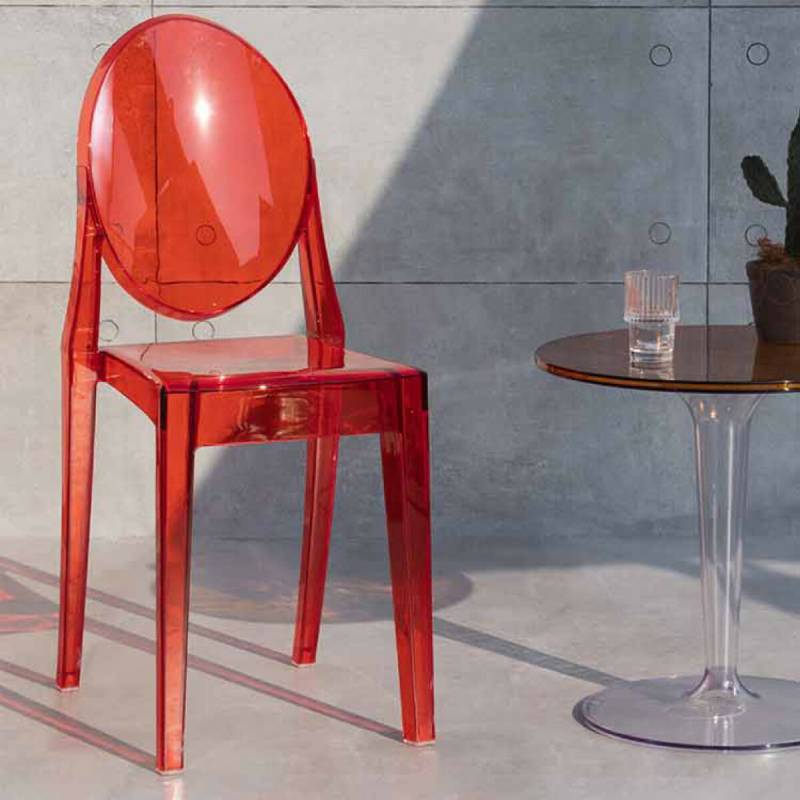 VeroMan クリアチェア 透明 クリスタルチェア 丸い背もたれ ダイニング