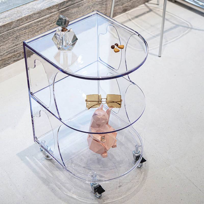 VeroMan クリアラック 3段 キャスター付き ディスプレイ ラック サイド