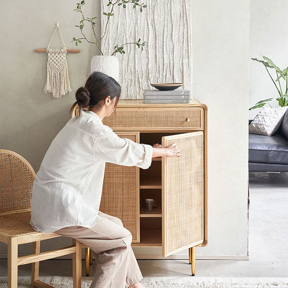 VeroManラタン編み棚ラックサイドテーブルコーヒテーブルローテーブルリラックス天然籐韓国インテリア