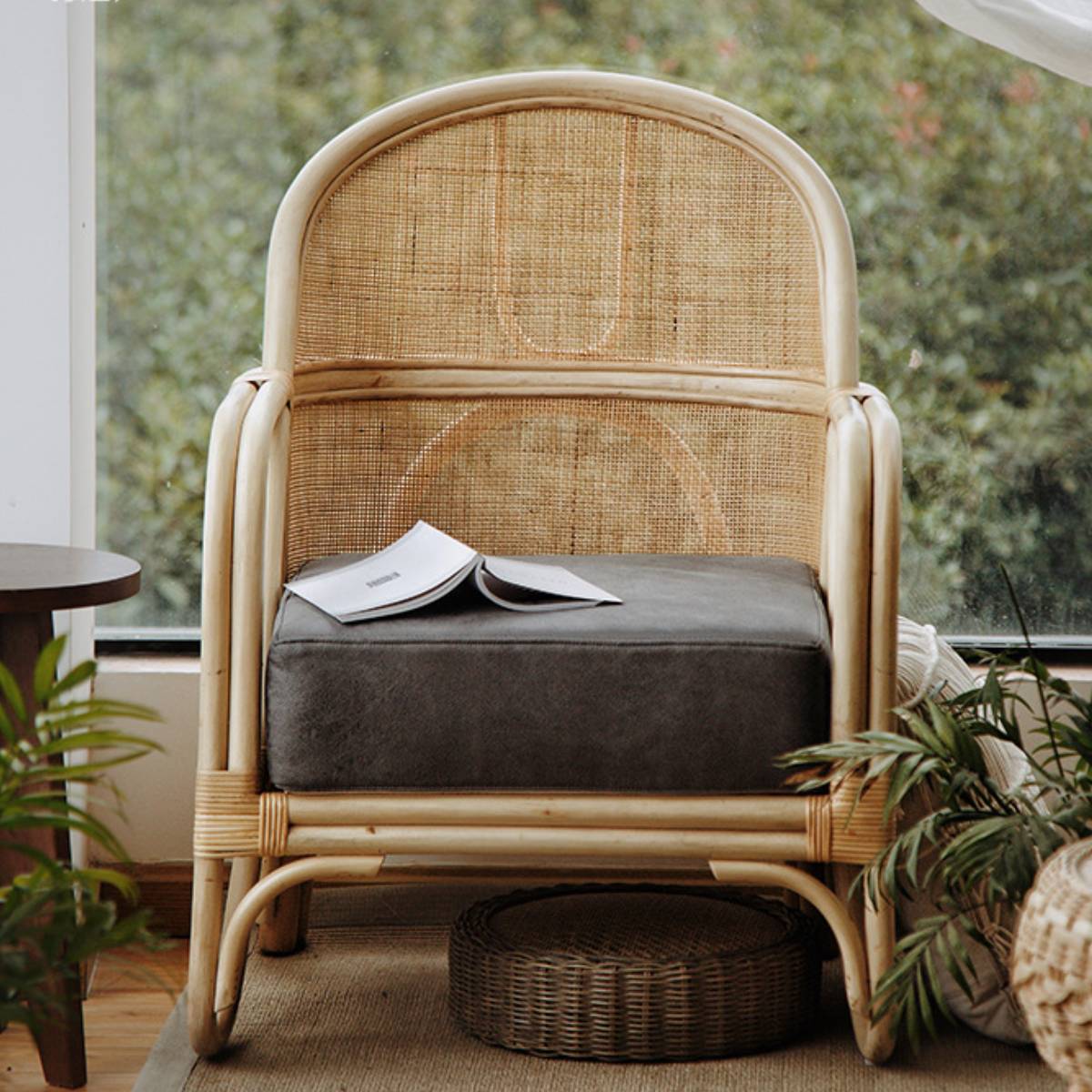 VeroMan ラタン編みチェア 一人掛け チェア ソファ ラウンド 背もたれ