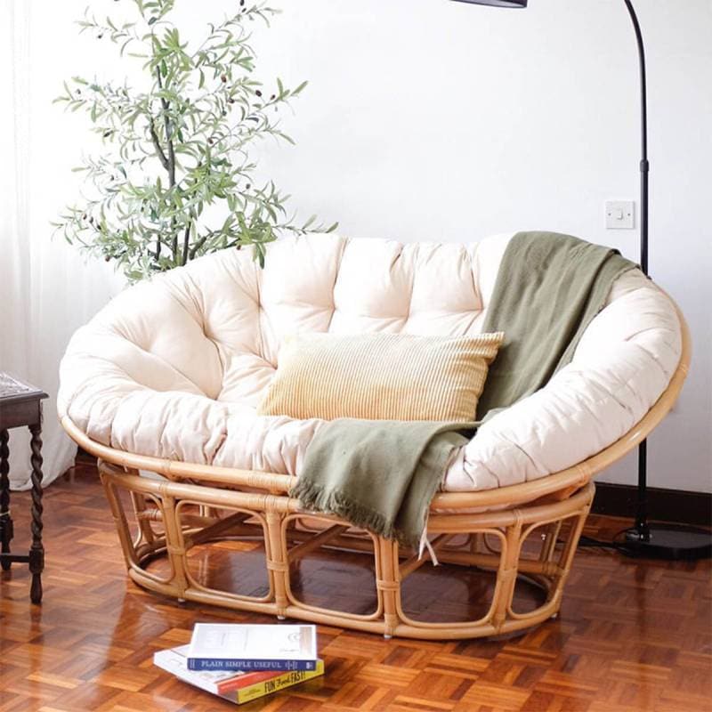 VeroMan ラタン編みチェア 二人掛け ソファ 背もたれ付き 安定設定