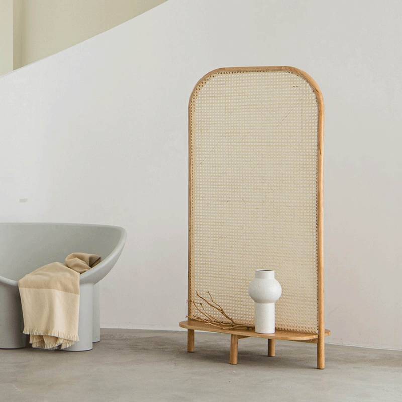 [140cm] VeroMan ラタン編みラック 屏風 ラタン編み屏風 屏風ラック棚 壁に立てかける ディスプレイラック コーナーラック 安定設定 天然籐 韓国インテリア