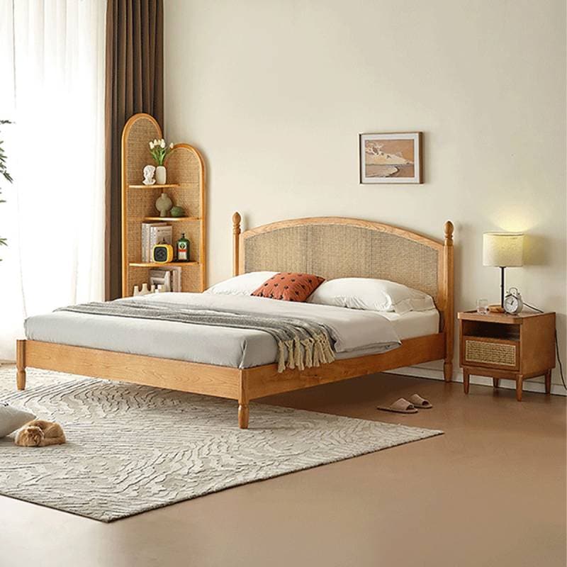 大] VeroMan ベッドフレーム ベッド台 ラタン編み ベッド フレーム