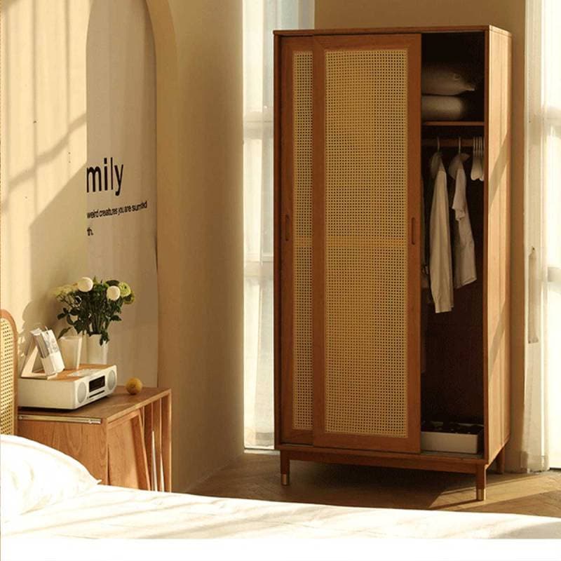 VeroMan ラタン編みクローゼット クローゼット ラック コートラック ディスプレイラック コーナーラック 安定設定 天然籐 韓国インテリア