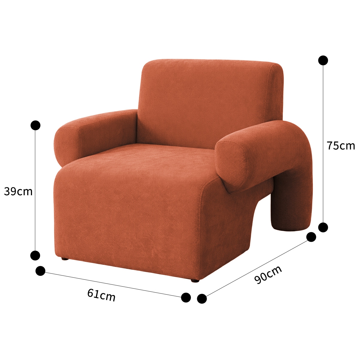 VeroManソファーコーデュロイ一人用一人掛けソファゆったり椅子布地おしゃれレトロ韓国インテリア