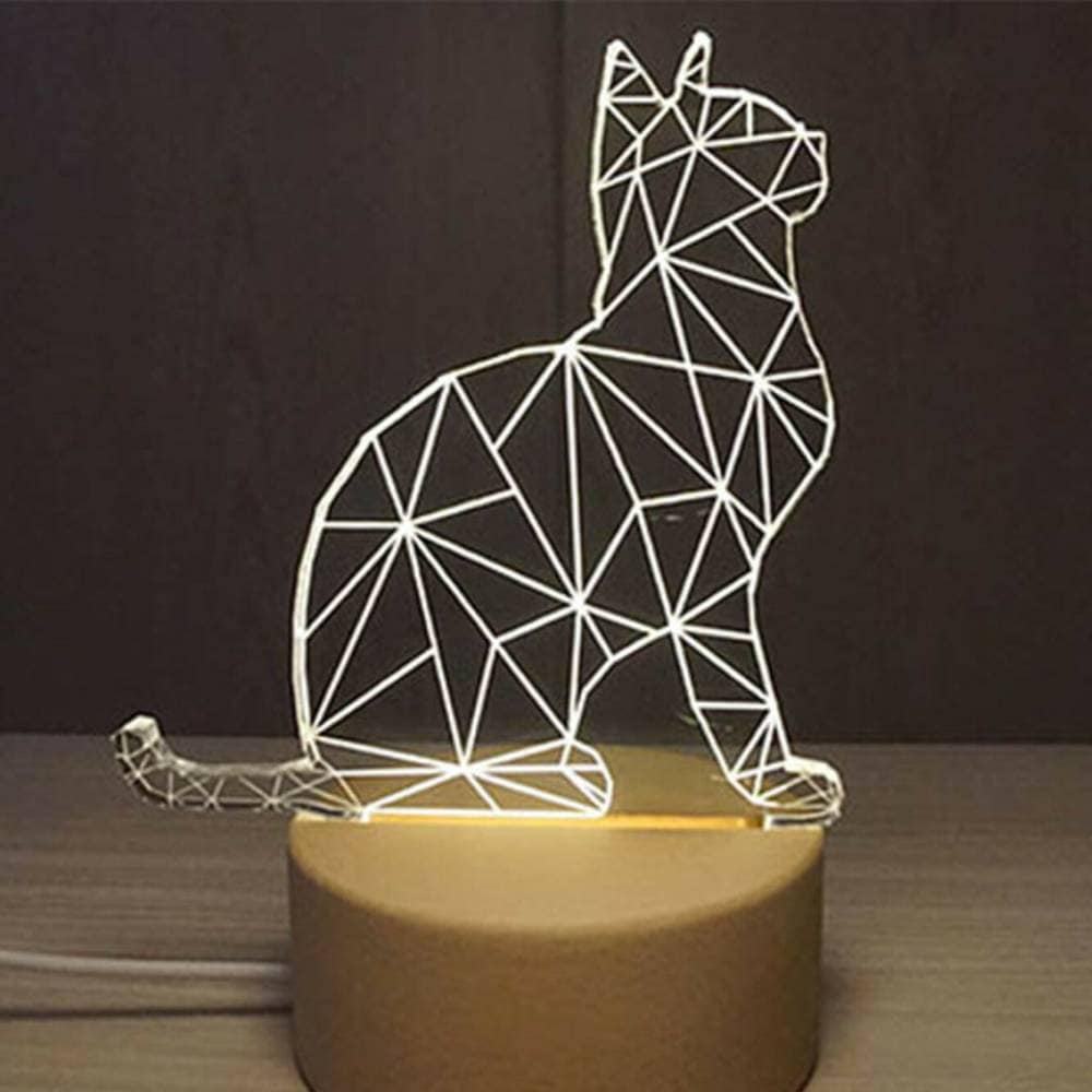 VeroMan 猫テーブルランプ 卓上ランプ ベッドサイドランプ ランプ モダン ガラス 間接照明 スタンドライト 立体的 猫 ネコ USBコード 韓国インテリア