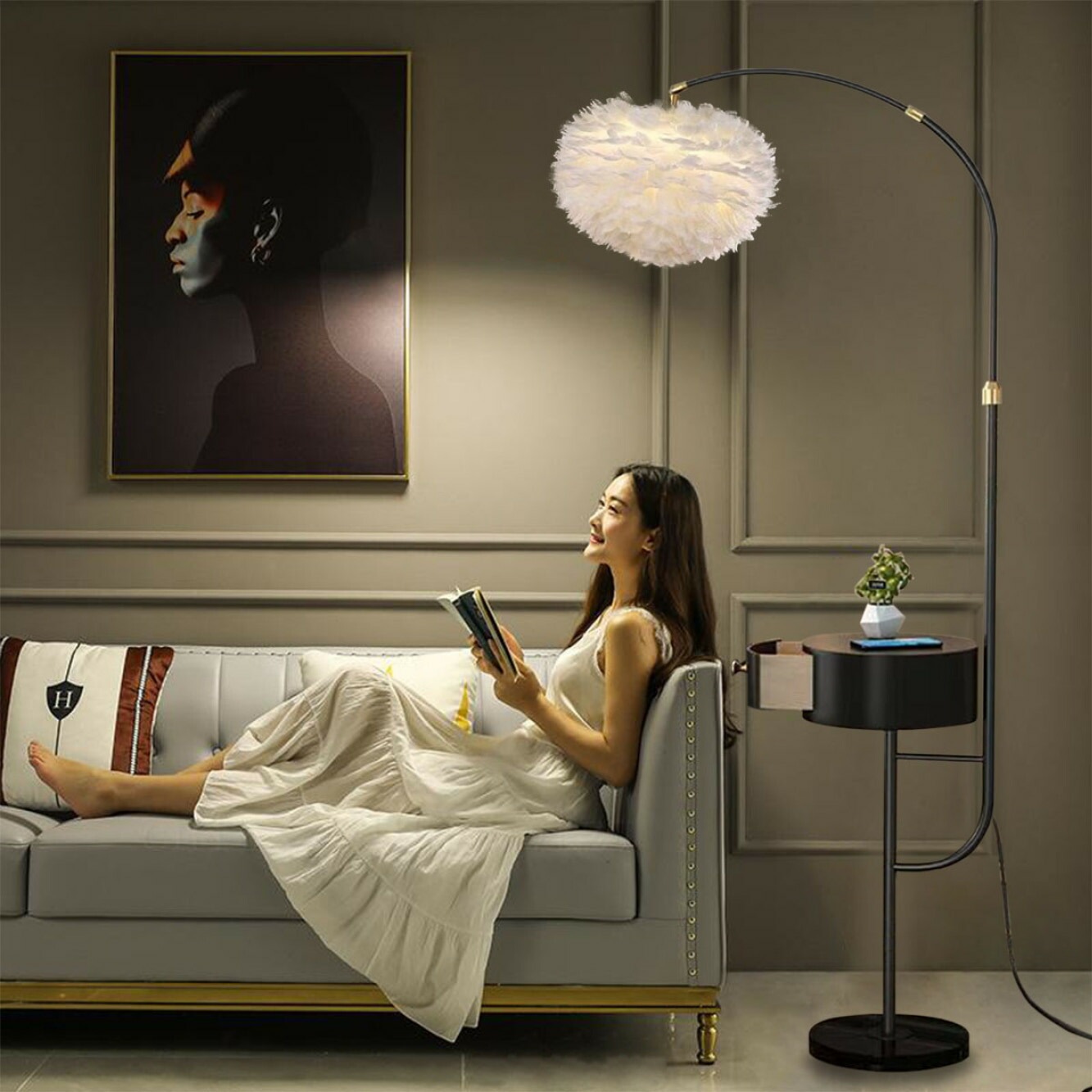 引き出し付きブラック] VeroMan たんぽぽライト フロアライト スタンド